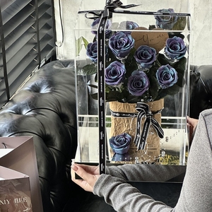 ของขวัญวันวาเลนไทน์ ดอกกุหลาบนิรันดร์สดชื่น ทำมือ บรรจุในกล่องอะคริลิคทรงสี่เหลี่ยม สำหรับวันรับปริญญาและปีใหม่ - Product Image 4