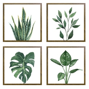 Eaglegift 4 pezzi <span class=keywords><strong>cucina</strong></span> italiana stampa opere d'arte dipinti appesi a parete decorazione pianta verde stampe arte della parete foglia immagini - Product Image 2