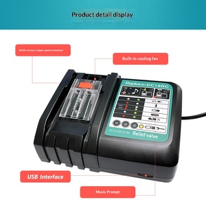 <span class=keywords><strong>Chargeur</strong></span> de batterie pour batterie lithium <span class=keywords><strong>DC18RC</strong></span> 17,5V-22V avec entrée 90V-240V et éclairage LED - Product Image 4