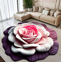 Tapis en velours cristal à motif floral irrégulier, style chinois moderne - Tapis antidérapant pour salon, tapis de chevet facile à nettoyer pour chambre à coucher