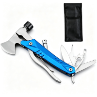 Hache de camping multifonctionnelle avec marteau et lumière LED, acier inoxydable 3CR13, outil multifonction, scie, tournevis, ouvre-bouteille, portable, pour l'extérieur