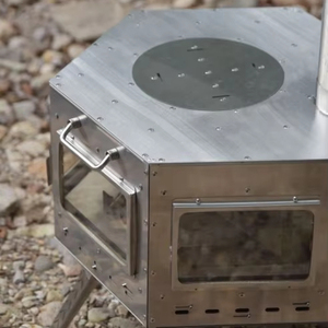 Horno hexagonal <span class=keywords><strong>de</strong></span> alta eficiencia <span class=keywords><strong>con</strong></span> <span class=keywords><strong>puerta</strong></span> <span class=keywords><strong>de</strong></span> vidrio-Estufa <span class=keywords><strong>de</strong></span> <span class=keywords><strong>leña</strong></span> portátil para Aventuras - Product Image 2