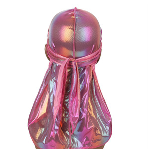 Durag Holográfico Degradado, Gorro Pirata Brillante y Sedoso, Pañuelo para la Cabeza con Cola Larga Estilo Hip Hop, Venta al Por Mayor - Product Image 6