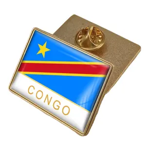 콩고 민주 공화국 국기 크리스탈 에폭시 배지 핀 세계 국기 핀