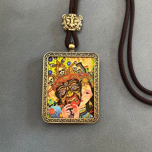 Douze zodiaque huit patron divinité scénique zone pendentif non peint à la main Thangka religieux alliage bijoux bouddha Souvenir enfants - Product Image 2