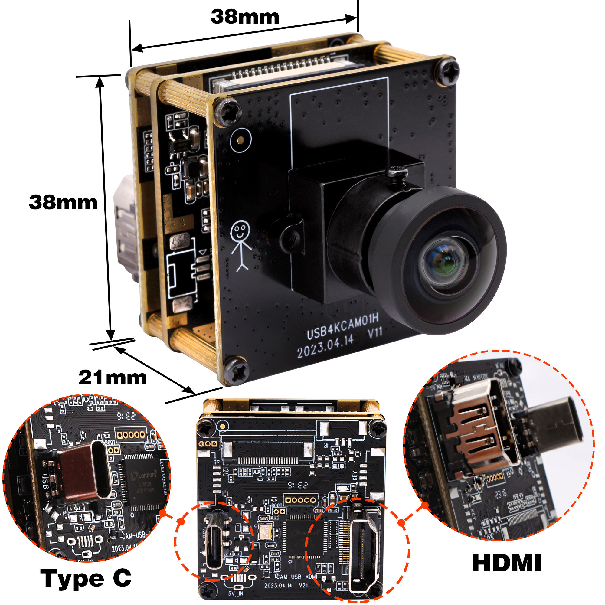 ELP 4 K USBカメラモジュール120度の広角無歪みレンズウェブカメラ