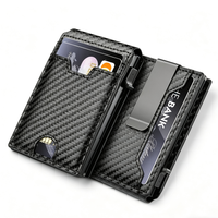 Portefeuille en cuir pour hommes RFID Pop up accès rapide porte-cartes en métal aluminium portefeuille RFID porte-cartes en cuir de crédit d'affaires