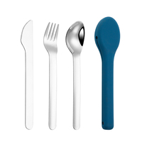 Offre Spéciale 4Pc voyage en plein air Camping ensemble de couverts modernes couteau cuillère fourchette avec manchon en silicone