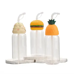 Plástico personalizado transparente reutilizable boba burbuja té jugo leche helado batidos taza verter té de burbujas y tapa
