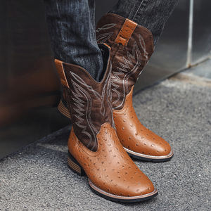 Bottes de cowboy en PU pour hommes, vente en gros, fabrication sur mesure, bottes de cowboy western pas chères, design mexicain tendance pour hommes - Product Image 2