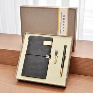 Set de Regalo Corporativo 3 en 1 Personalizado, Cuaderno de Cuero Premium con Logotipo Grabado en Relieve Dorado/Plateado para Clientes - Product Image 3