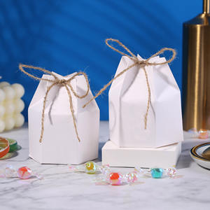 Boîtes cadeaux en papier brun <span class=keywords><strong>et</strong></span> <span class=keywords><strong>blanc</strong></span> personnalisées en gros, motif hexagonal, couleur unie, carton, boîte cadeau pour bonbons, emballage pour mariage, fête - Product Image 2