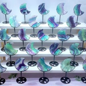 Vendita calda naturale chiaro quarzo luna Stand intagliato a mano Fluorite ametista luna intaglio per fai da te cristallo artigianato regali - Product Image 3