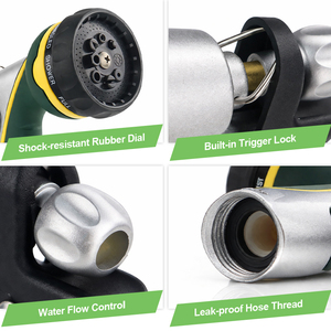 <span class=keywords><strong>Pistolet</strong></span> d'<span class=keywords><strong>arrosage</strong></span> haute pression en alliage d'aluminium SUNSHINE, buse de tuyau à 8 modes, pulvérisateur pour lavage de chiens et irrigation des plantes de jardin - Product Image 5