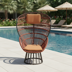 Sillón de Jardín de Lujo para Hoteles, <span class=keywords><strong>Silla</strong></span> de Cuerda de Aluminio con Respaldo Alto, Modelo <span class=keywords><strong>Cala</strong></span> - Product Image 1