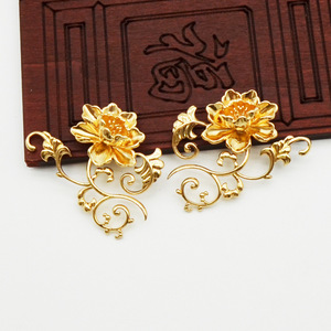 Accessoire de cheveux fleur de pivoine plaqué or, style ancien, coiffe Hanfu 27x7cm, couronne de mariage - Product Image 1