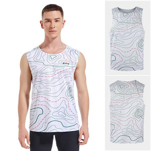 Singlet de course à col rond pour homme en sublimation, personnalisable, respirant, débardeur de marathon, séchage rapide, maille légère, sans manches, pour l'entraînement - Product Image 1