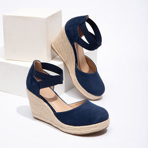 Nouvelle Mode Femmes <span class=keywords><strong>Espadrilles</strong></span> Sandales Compensées Bout Fermé à Brides Arrière Plateforme Talons - Product Image 1