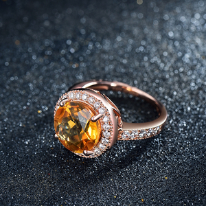Grace Engagement <strong>Ring</strong> 925 Sterling <strong>Silver</strong> Solitaire Zircon Citrine Round Cut 1 Ct Gemstone <strong>Big</strong> Stone <strong>Ring</strong> for Women - Product Image 5