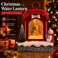 Lanterne musicale lumineuse en forme de boule de neige, avec effet de neige et de paillettes, fonctionnant sur piles, décoration de Noël pour la maison et cadeau