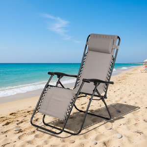 Poltrona GRAVITY Grigia 65x175x110 cm, Sedia da Spiaggia Resistente per un Comodo Relax - Product Image 3