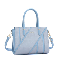 Sac fourre-tout décontracté vintage imperméable pour femme avec panneaux géométriques, deux poignées supérieures, bandoulière amovible et doublure en polyester