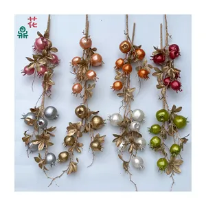 Vendite dirette della fabbrica natale 6 teste melograno decorazione della casa ornamenti fiori di seta fotografia puntelli fiori di seta