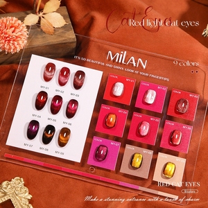 Milan EN-21 Esmalte de <span class=keywords><strong>Gel</strong></span> LED de Curado Rápido No Tóxico 15ml, Set Ojo de Gato Rojo Llama 2025, 9 Colores, Profesional UV de Fábrica - Product Image 3