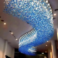 JYLIGHTING Lustre Moderne Personnalisé en Verre Artistique pour Plafond Haut de Hôtel, Club, Salle de Banquet – Lustre en Verre Soufflé