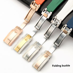 Bracelet de montre en caoutchouc OEM 20 mm à extrémités courbes pour GMT <span class=keywords><strong>Daytona</strong></span>, bracelet de remplacement en silicone anti-transpiration avec boucle métallique - Product Image 1