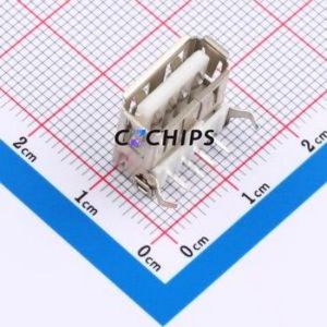 XDUF-0242-05 USB Connector Bent Lead Through Hole Connector Type-A USB 2.0 Female Right Angle Insert - Product Image 1