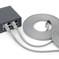Kabel Patch Cord UTP CAT6 RJ45 DT-LCF6005U-G 28AWG dengan Selubung PVC, Kabel Jaringan Ethernet Pipih Warna Abu-abu