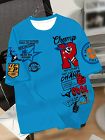 Nouveau T-shirt décontracté pour homme respirant de 220 grammes, motif imprimé graffiti, séchage rapide, confortable, idéal pour le sport en extérieur