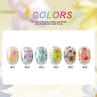 Missgooey Nouveauté : 6 Couleurs de Gel pour Nail Art DIY, Fleurs Séchées, Poudre Opale, Paillettes Fines et Flocons Iridescentes pour la Décoration des Ongles