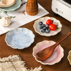 Japanse Kiln Change keramische kleine borden, bloeivormige sauskommen, amuse-gerechten/sushi dipschalen voor restaurant en thuisdecoratie - Product Image 1