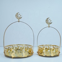 Ensemble de 2 plateaux à bonbons islamiques en forme de château de lune, plateau à gâteaux musulman, décorations de table pour fête de l'Aïd Moubarak, décorations du Ramadan, plateau à nourriture, plateaux du Ramadan 2026