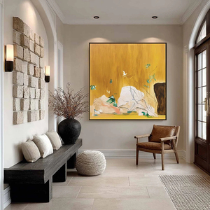 Wabi Sabi Abstract Painting Earthy Tones Hand Painted Oil <b>Canvas</b> Art Wood <b>Frame</b> Contemporary Wall Decor for Indoor Use - Product Image 2