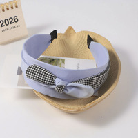 Serre-tête large en tissu à nœud, motif écossais color block, antidérapant, pour femme, accessoire de mode pour le quotidien et les trajets