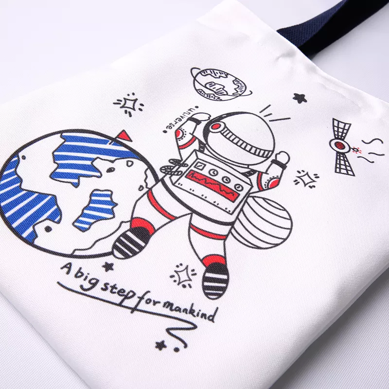Foldable personalized printed korean organic eco cute canvas tote bag in stock