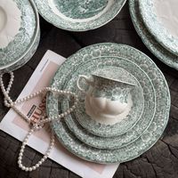 Lelyi – Ensemble de vaisselle en céramique style rétro campagnard, motif en relief, sensation de luxe, tasse à café et soucoupe créatives et délicates