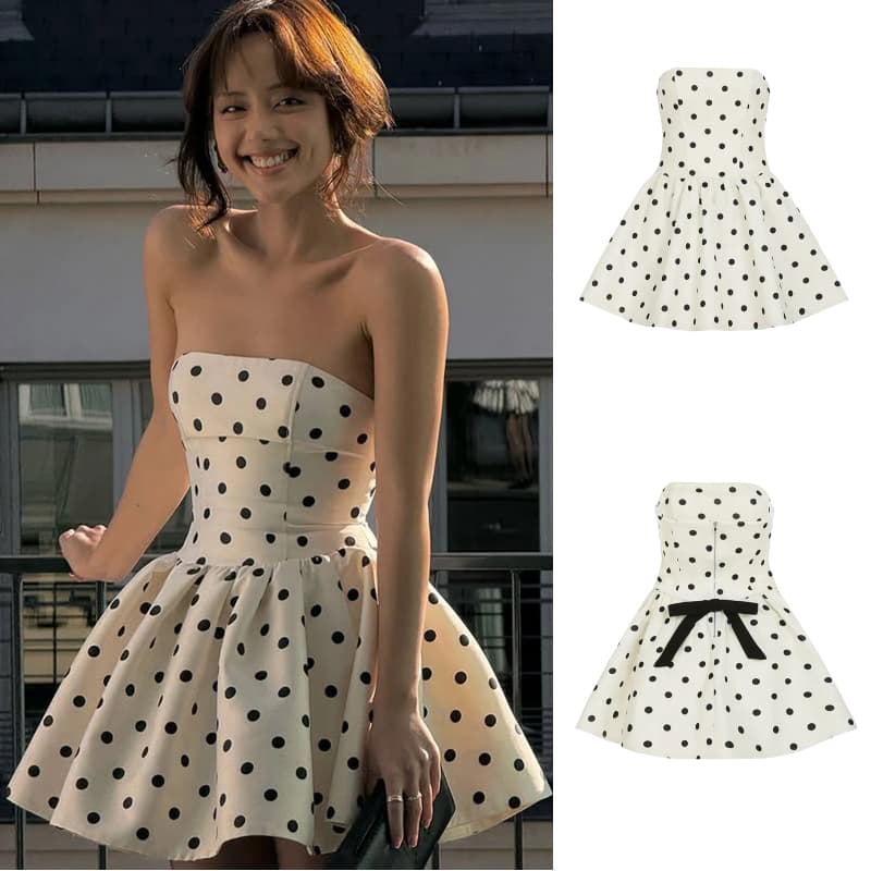Sleeveless Dress Round Neck Polka Dot Skater Dress Summer New