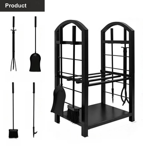 Support et support de bois de chauffage d'intérieur personnalisé avec étagère sur pied Outils de cheminée Couleur personnalisée Pack de vente par correspondance de marque OEM/ODM - Product Image 2