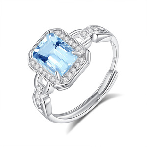 Venta al por Mayor de Fábrica: Anillos Ajustables de Plata 925 con Rodio y Piedras de Cristal Natural de 6*8mm, Estilo Coreano, Gema Colorida, Joyería de Boda - Product Image 1