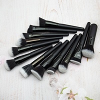 Ensemble de pinceaux de maquillage classique professionnel 24 pièces, couverture complète, poils synthétiques, virole en aluminium, manche en bois noir, logo personnalisé, visage et yeux