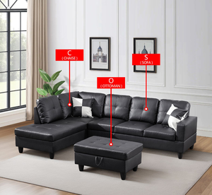 Modern Leather Modular Sectional <b>Sofa</b> Convertible Extendable Removable Sleeper Apartment Hotel L-Shape Living Room - Product Image 1