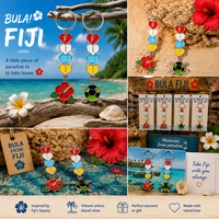 Vente en gros usine de porte-clés personnalisés en émail avec lettres en forme de cœur, breloques de sac en forme de fleur d'hibiscus FIJI et tortue, porte-clés et souvenirs métalliques en vrac