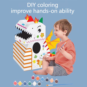 Jouets de château de <span class=keywords><strong>dragon</strong></span> en papier ondulé assemblés, personnalisables, à colorier en 3D pour enfants - Product Image 1