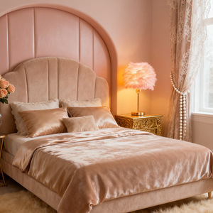 Pink <b>Feather</b> <b>Table</b> <b>Lamp</b> Led Warm Light Dimmable Bedroom Decorative <b>Lamp</b> For Wedding Home Decoration - Product Image 3
