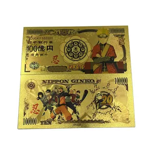 Competitive price Japan anime N-A-R-U-T-O yen money pvc 24k gold foil plated banknote