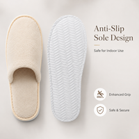 Chaussons d'hôtel jetables en polaire corail à bout fermé, lavables, pour kits d'accueil de chambre d'hôtel et voyages, vente en gros à prix abordable